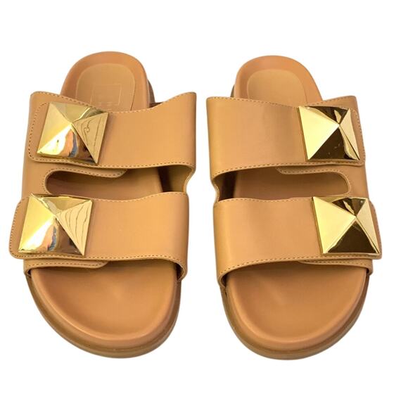 SHU SHOP Womens Sandals 8 Bernarda Footbed Ornamented Slides Tan Beige Nautical - Picture 1 of 14